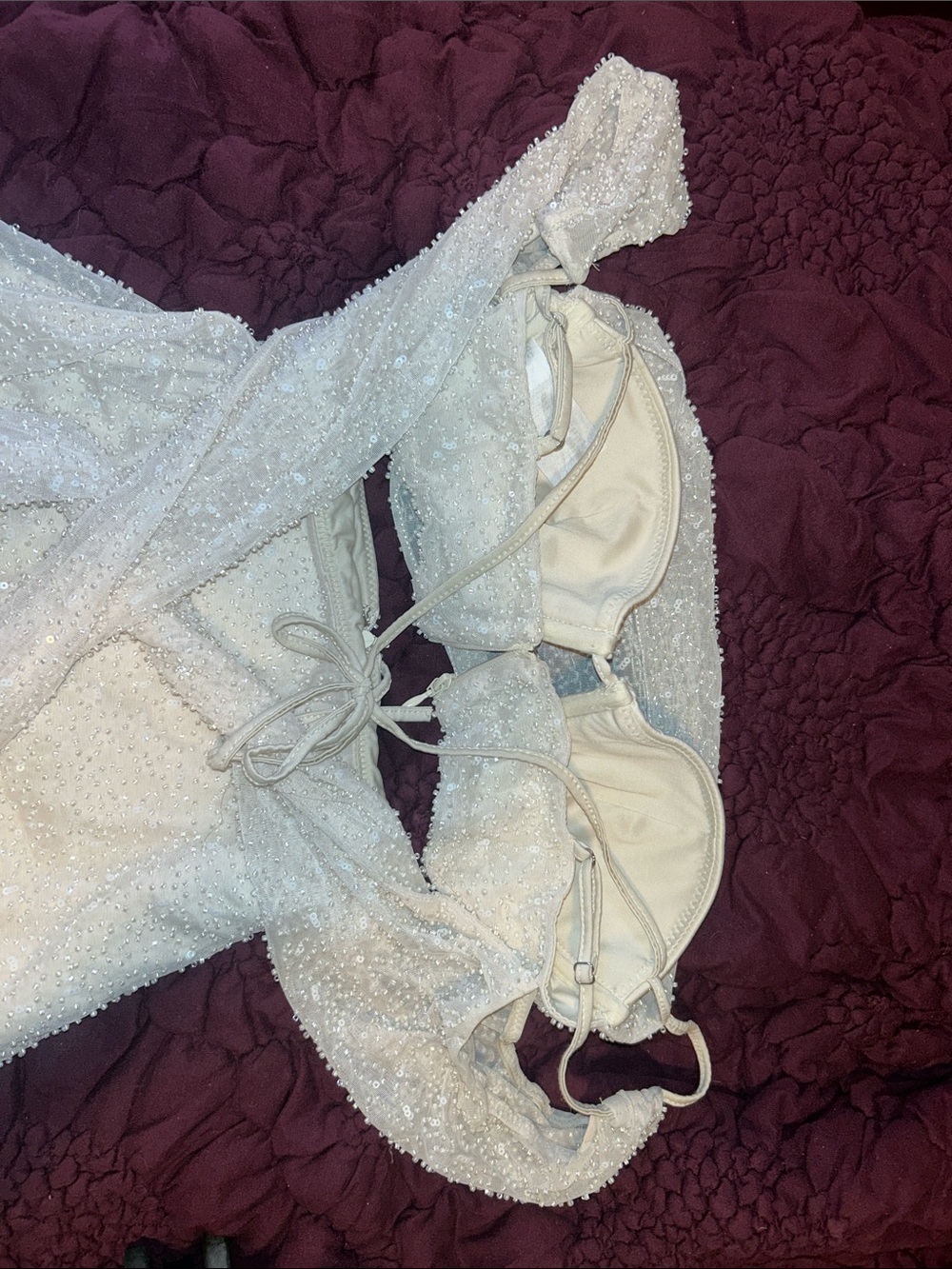 Oh Polly White Beaded Two-Piece Dress Skirt Set - Picture 3 of 3